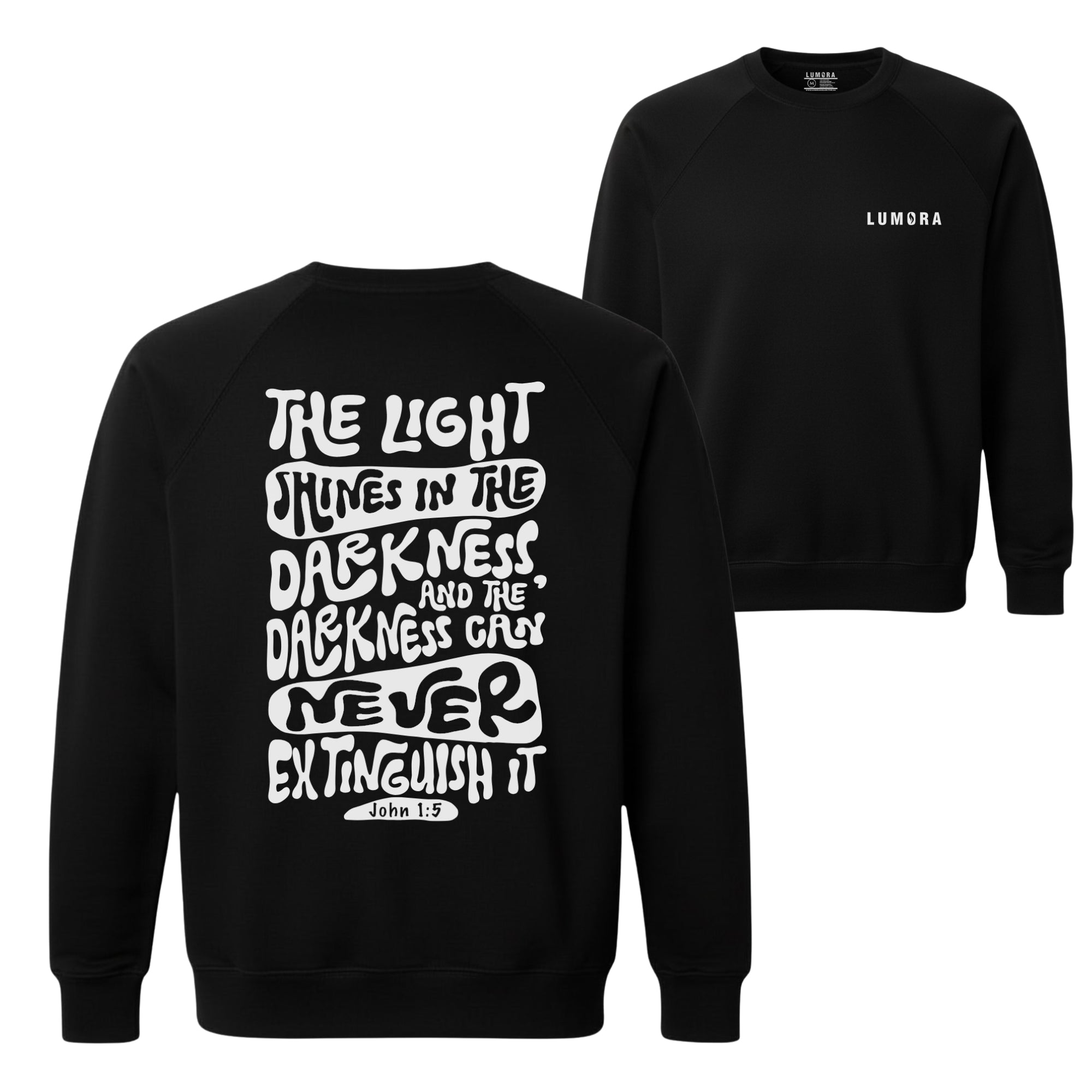 The Light Shines - Heavyweight Cross-grain Crew (Black)