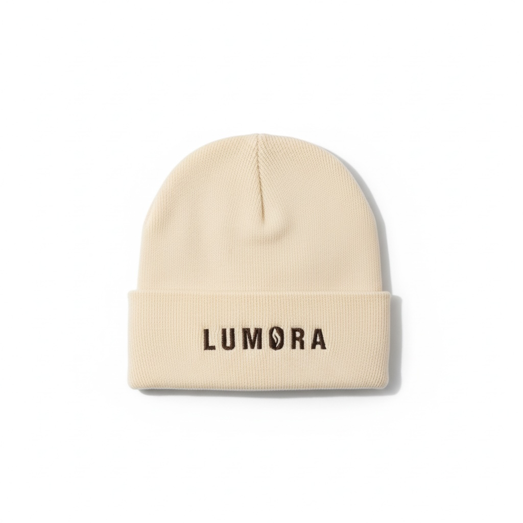 Ivory Lumora knit beanie, unisex acrylic winter beanie