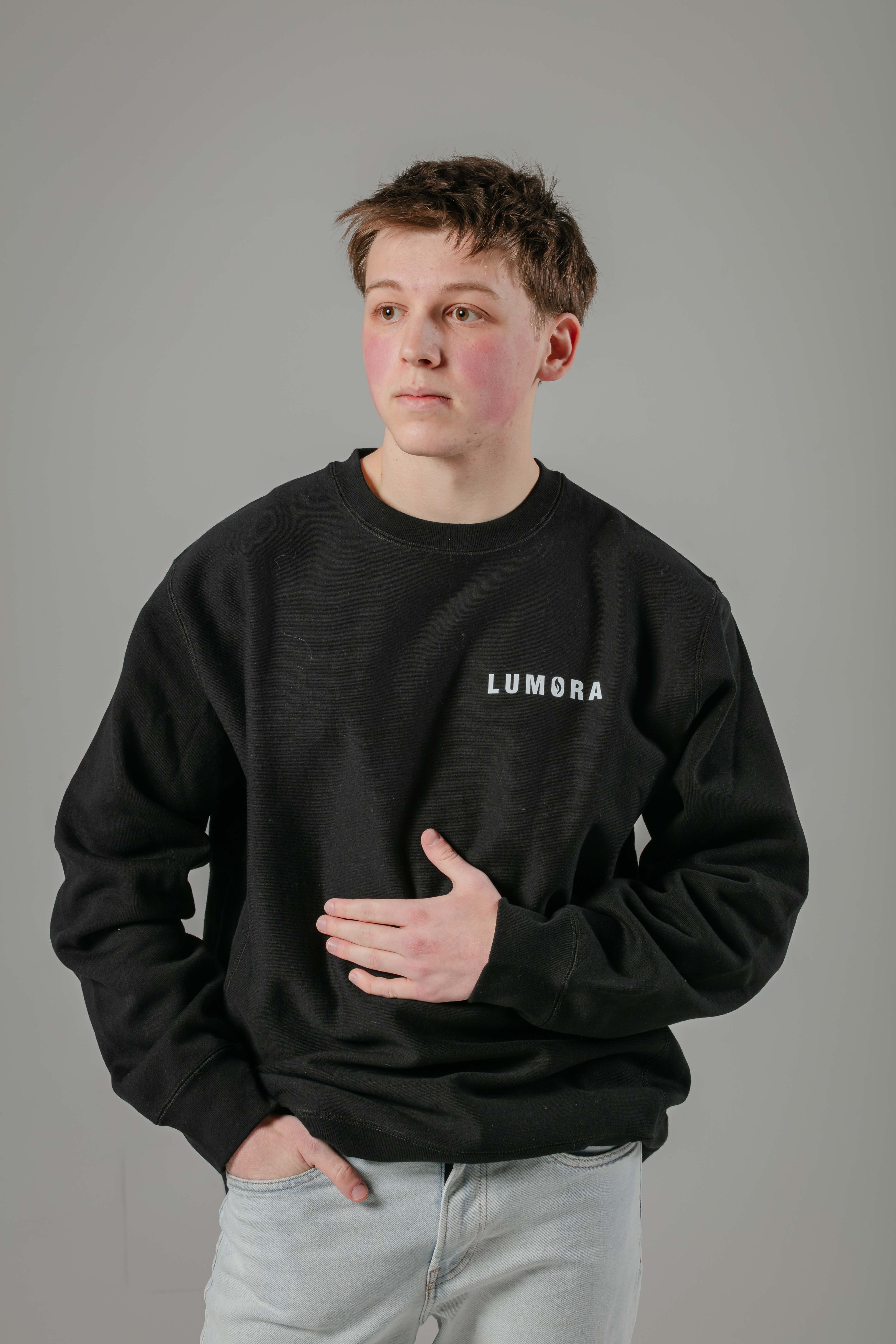 The Light Shines - Heavyweight Cross-grain Crew (Black)